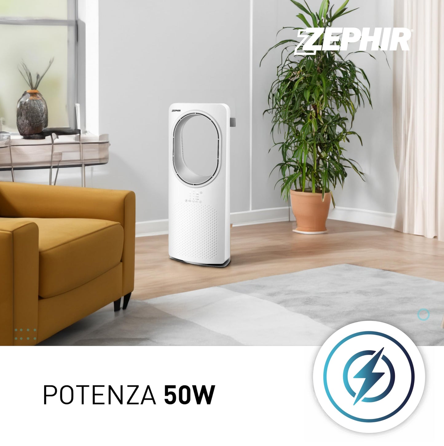 Ventilatore A Torre Senza Pale Con Telecomando "PH88BL" Zephir